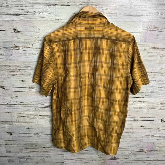 The north face  yellow brown plaid tee shirt button down size medium orange - Picture 6 of 9